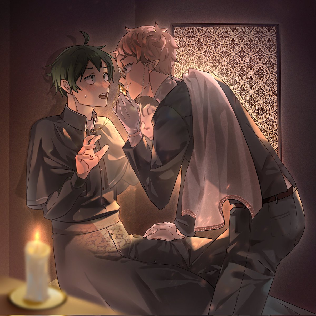 #tsukkiyama #月山
萬聖節快樂！🎃
是在告解室裡的神父⛰️跟吸血鬼🌙