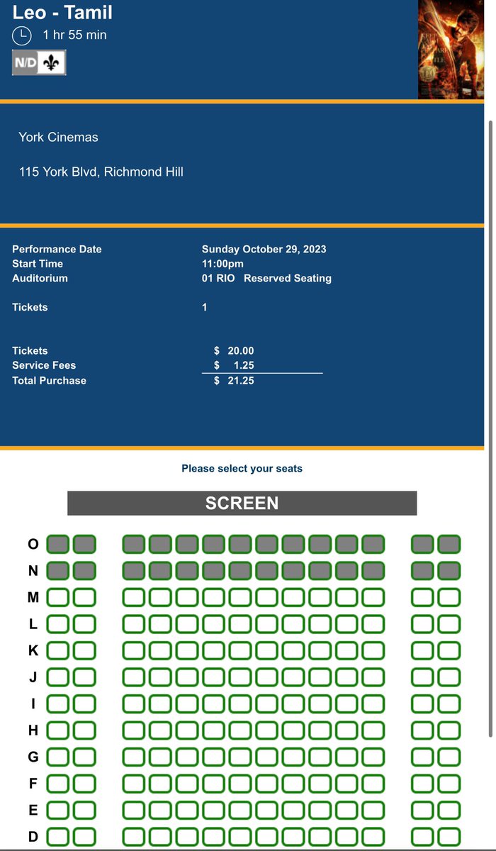 rajini_mano's tweet photo. CANADA Bookings : LIVE 
Run time : 1.55 hrs ???

என்னடா பெரிய Canada booking ? See the SS taken now . Not even 10% occupancy. Only one or two screens with less capacity has 30% occupancy. 

How Come Canada numbers r more than USA ? 

Extreme #LeoScam 👎

@Venky_BO 

@7screenstudio @actorvijay