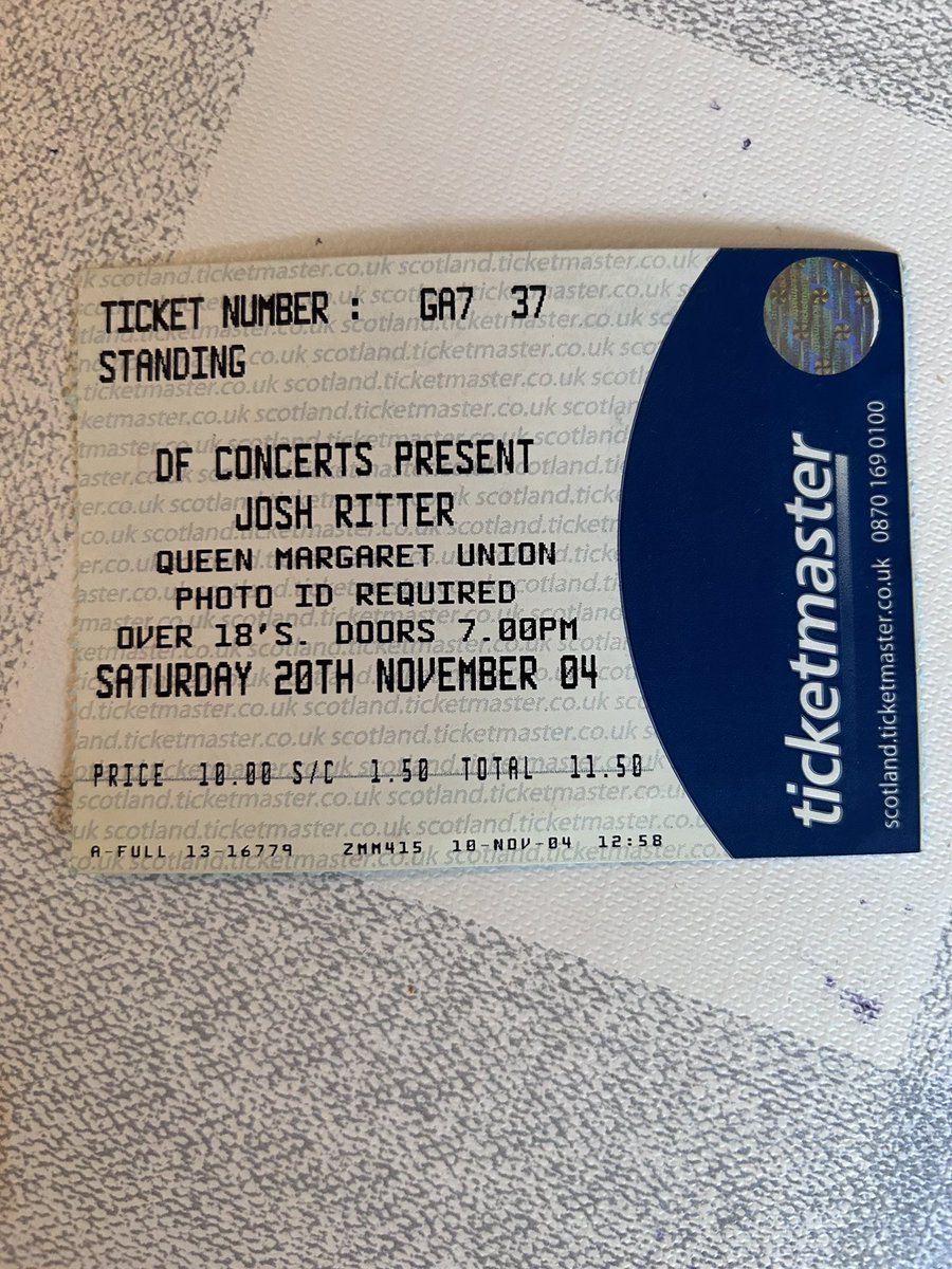 PConnor88's tweet photo. Taking a trip down memory lane with @cazzagal to see @joshritter and the band play the #hellostarling 20th anniversary tour at  St Luke’s in Glasgow tonight. I bought this ticket nineteen years ago he has been with us ever since! https://t.co/SgHL5UMvXO