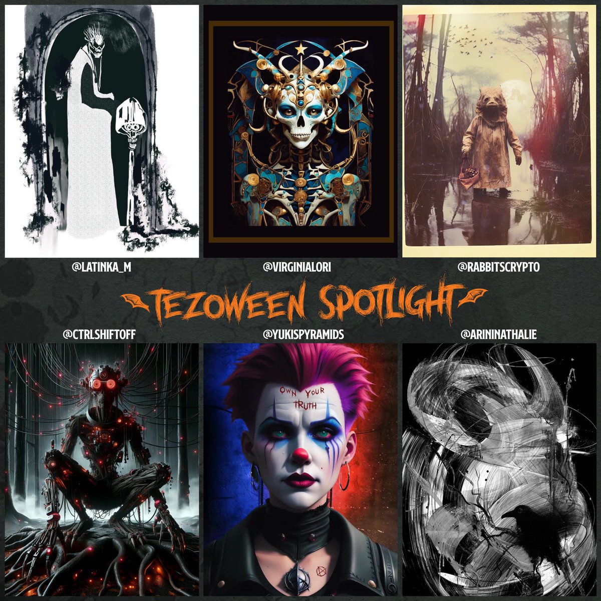 Artist Spotlight! More submissions for the upcoming #Tezoween event by <a href="/latinka_m/">Latinka _m NFT PARIS 2025NFTNYC 2025</a> <a href="/VirginiaLori/">Virginia Lori</a> <a href="/RabbitsCrypto/">CryptoRabbits.ETH 🐰❤️🥕</a> <a href="/ctrlshiftOFF/">OFF</a> <a href="/YukisPyramids/">★彡 𝓨ย𝐤Ꭵ тⓗ𝒆 𝐂ℝẸ𝐚丅Øя 彡★</a> <a href="/AriniNathalie/">Nathalie Arini</a>   🎃👻 Collectors, visit my📍to see some of the amazing works on sale this #TEZOSTUESDAY 🔥 #tezos #nftcommunity