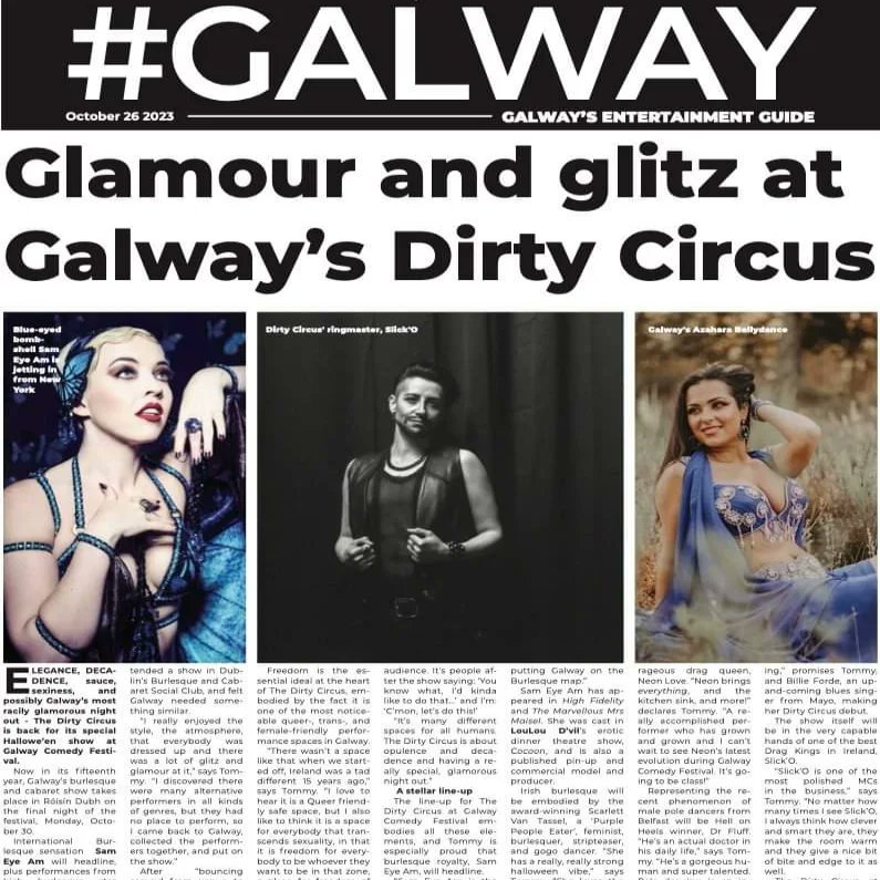 Read all about it hottest bankholiday Monday ever at @galwaycomedy Thanks to @galwayad & @KernanAndrews  for the support #thedirtycircus #GCF23 #GALWAY @GalwayPride @galwayswestend @roisindubhpub @massimosgalway