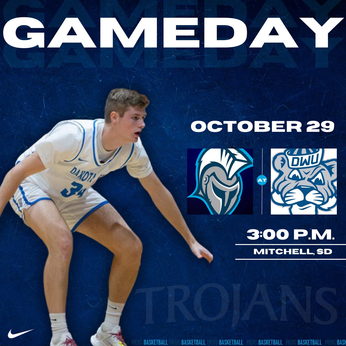 DSU_MBB's tweet photo. GAMEDAY! 
🆚 Dakota Wesleyan 
📍 Mitchell, SD
⏰ 3:00pm
📺 https://t.co/gJiIJJrLPI https://t.co/FcMqZvYMNv