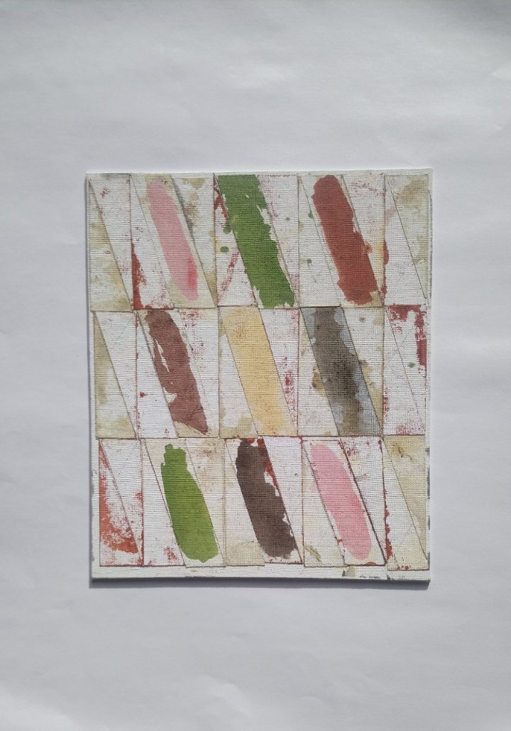 Permanent Green Light, Paynes Grey, Raw Umber, Titanium White, Yellow Oxide, Naphthol Red Light 

Untitled (291023), acrylic and collage on canvas board. #contemporarypainting #abstractpainting #abstractart #contemporaryprint #collageart #collage #GoldenAcrylics