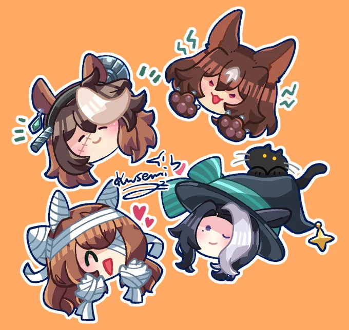 ハロウィン絵のデフォルメ組描けた思ったより可愛く描けたから見て! 