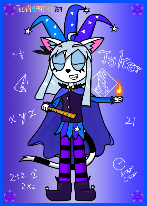 Technopathic759's tweet photo. Pick your joker card and [FEEL THE POWER OF BEING ABLE TO DO ANYTHING]  

#anthro #oc #ocart #joker #card #jokercard #magic #jester #fire #electric #magic #psychic #scythe #technopath https://t.co/CJkQ7z6cAs