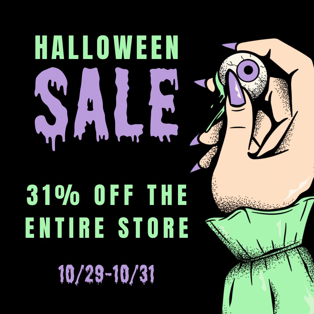 😱Our Halloween sale is now live, treating you with a thrilling 31% off on all your favorite goodies! 💀Hurry, because this witching hour ends on 10/31! 🕰️🎃👻 
*
#SpookySale #HauntedDeals #hallowen #sale #localbusiness #cannabiscommunity #wildedibles #delta9 #ᴛʜᴄ #vapes