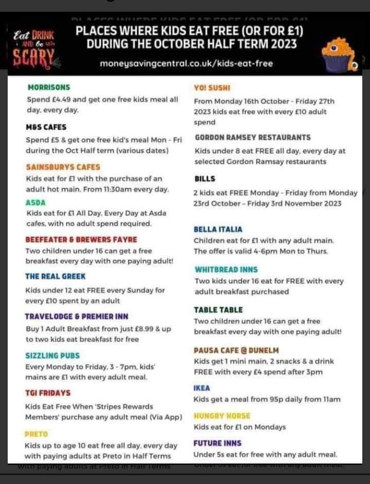 It's the school holidays in Kirklees this week - here's a list of places where children can eat for free or £1.