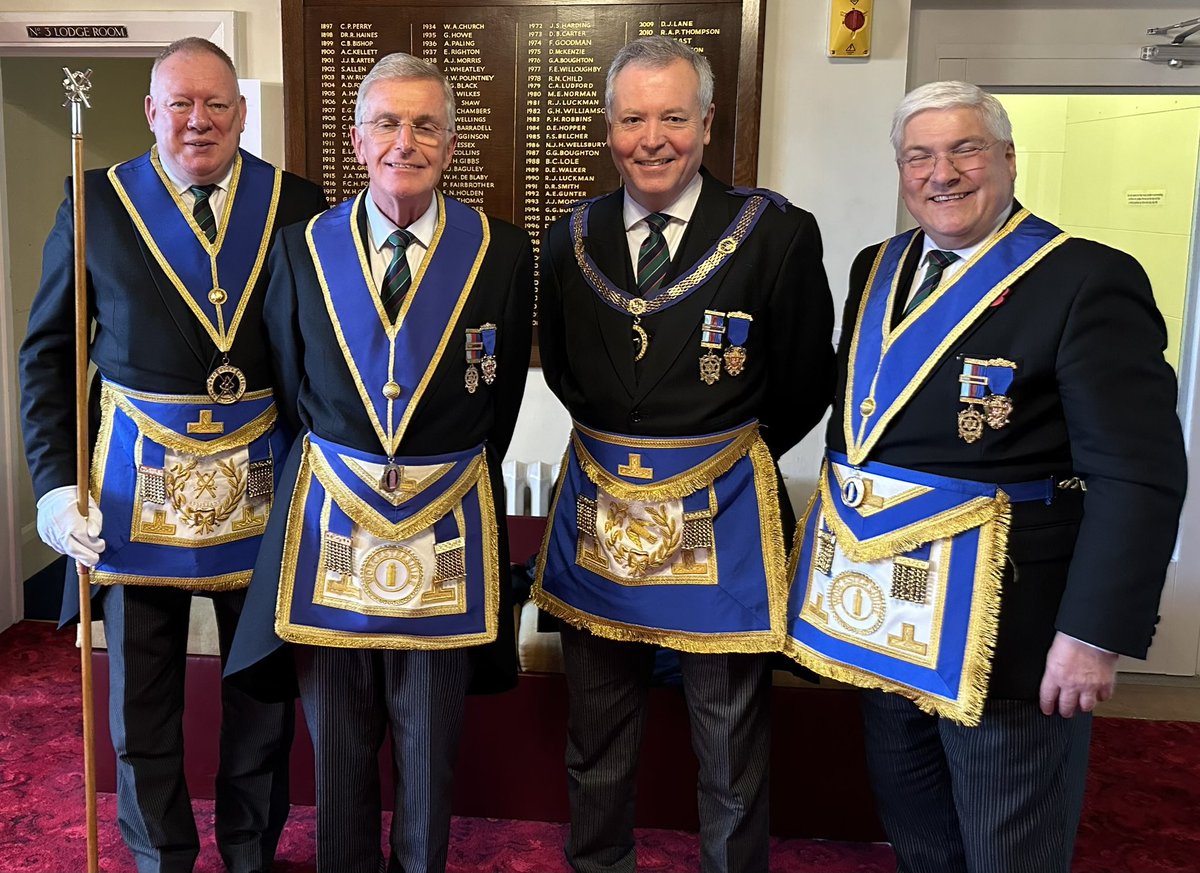 BigPeteDC's tweet photo. A great meeting yesterday as one of our newest lodges (in name) The Lodge of Sustainment No 3873 @rlcmasons carried out yet another initiation and then the Installation of W Bro Bill Edmunds MBE.  A Lodge that is growing from strength to strength! @WorcsMasons @UGLE_GrandLodge https://t.co/2F3yGGoUSi