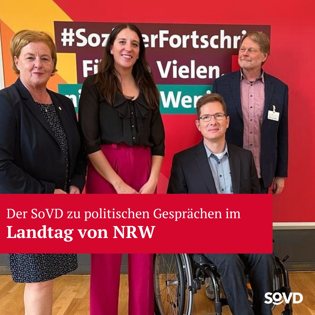 SoVD_Bund's tweet photo. Nach einer aktionsreichen Woche reflektiert der #SoVD die spannenden politischen Gespräche und Besuche, die auf dem Weg zu einer gerechteren Gesellschaft gemacht wurden.
🤝 Los ging es bei der Bundesarbeitsgemeinschaft Selbsthilfe, die sich für chronisch kranke und behinderte Menschen in Deutschland einsetzt. Gemeinsam streben wir nach einer verbesserten Versorgung und einem inklusiven Miteinander. 🌿
Der Weg führte auch zur @SoVD_NRW-Landesgeschäftsstelle in Düsseldorf. Ein sehr engagiertes Team, das die Interessen unserer Mitglieder mit Herz vertritt! 💪
Im Landtag NRW wurden wichtige Gespräche über diverse politische Herausforderungen geführt, u.a. mit @LenaTeschlade , MdL, Arbeits- und Sozialpolitische Sprecherin der @spd_fraktion_nw und Dr. Michael Spörke vom SoVD sowie Daniel Kreutz, Vorsitzender des sozialpolitischen Ausschusses des SoVD-NRW.
Darüber hinaus traf sich die SoVD-Vorstandsvorsitzende @michaelaengel mit @TDurdu38, MdL und sportpolitische Sprecherin der @spd_fraktion_nw.
Unser Dank geht an alle Beteiligten für den konstruktiven Austausch und die gemeinsamen Bemühungen, um die sozialpolitischen Ziele voranzubringen. 🙌
#Inklusion #Sozialpolitik #GemeinsamStark #NRW #PolitischeGespräche