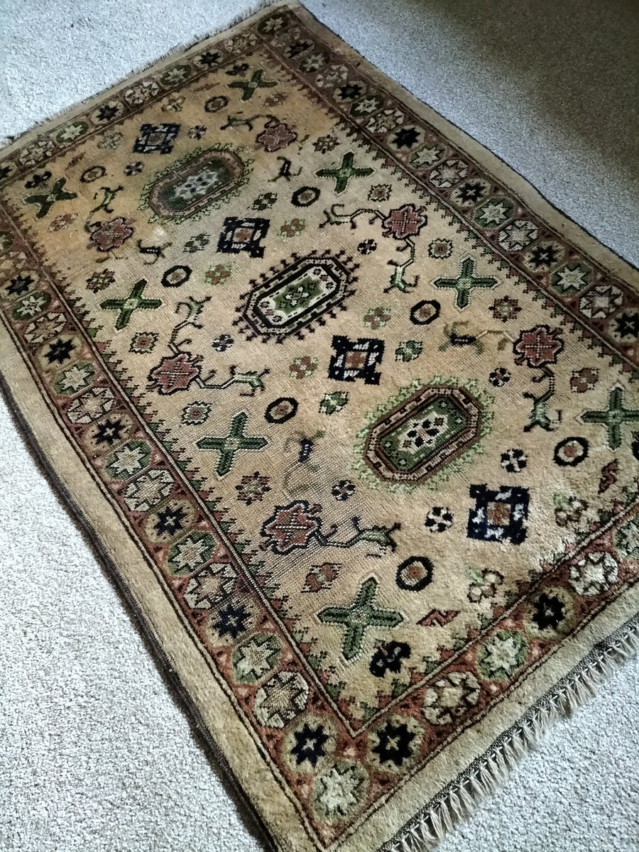 JaniceChainey's tweet image. Popped into #doreshillantiqueemporium yesterday looking for some old vintage door furniture but came away with this rug as you do 😂
It's #threadbare and well worn but that's what gives it #character #loveit