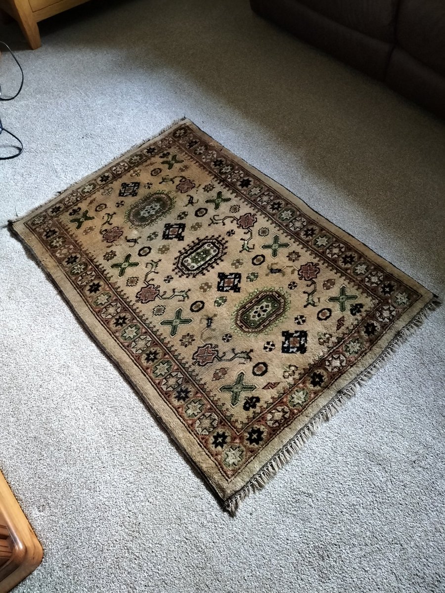 JaniceChainey's tweet image. Popped into #doreshillantiqueemporium yesterday looking for some old vintage door furniture but came away with this rug as you do 😂
It's #threadbare and well worn but that's what gives it #character #loveit