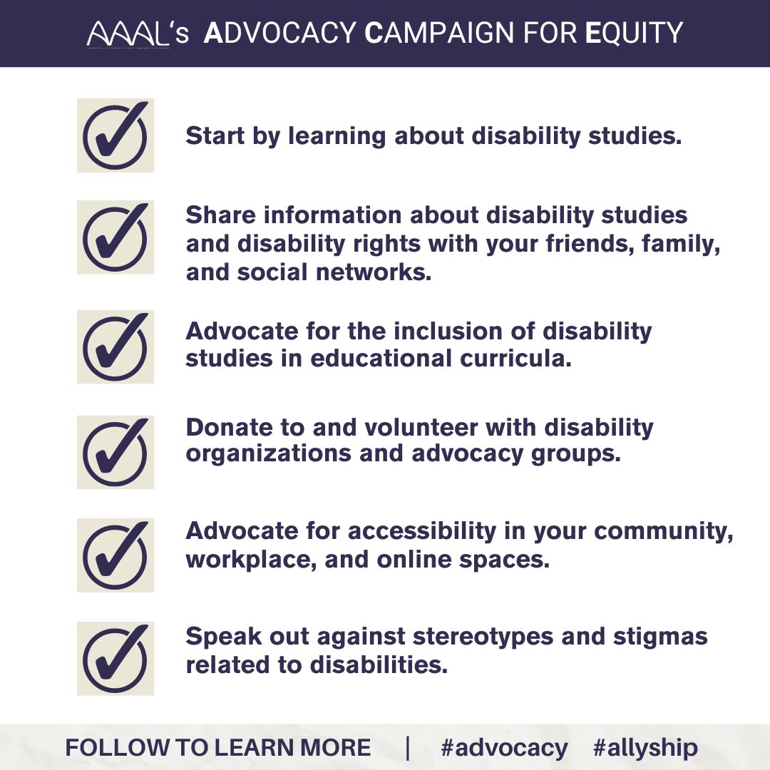 🌟 Embrace Inclusivity: Advocate for Disability Studies! 🌟
Being an advocate for disability studies is a powerful way to champion the rights and inclusion of individuals with disabilities. 🙌 Here are some meaningful ways you can contribute:
#advocacy #allyship #AAAL