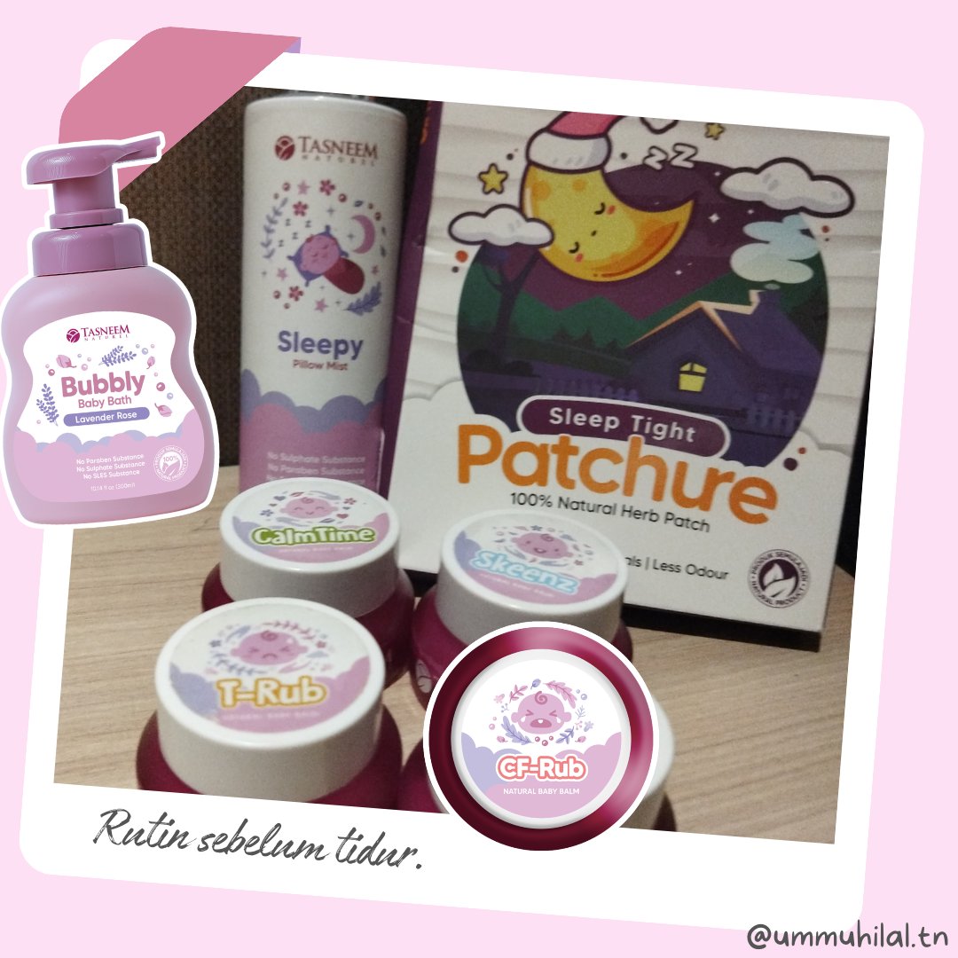 0hdila's tweet image. Rutin anak² soleh ni sebelum tidur.⤵️
❣️Mandian Lavender Rose.
❣️Sleepy Pillow Mist (SPM).
❣️Balm CalmTime.
❣️Balm Skeenz.
❣️Balm T-Rub.
❣️Balm CF-Rub.
❣️ Patchure Sleep Tight.

#TasneemNaturel #balmTasneem #sleeppatch #lavenderrose