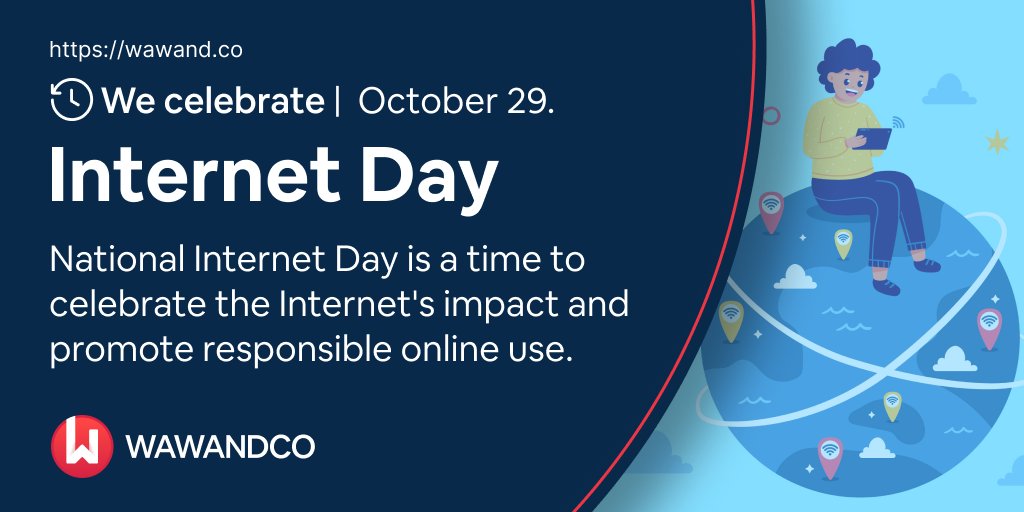 wawandco's tweet image. Happy National Internet Day! 🌐 Let&apos;s celebrate the incredible impact of the Internet and spread awareness about responsible online usage. 
Together, we can make the digital world safer and more enjoyable for everyone. 💻📱
#Wawandco #OnADayLikeToday #InternetDay