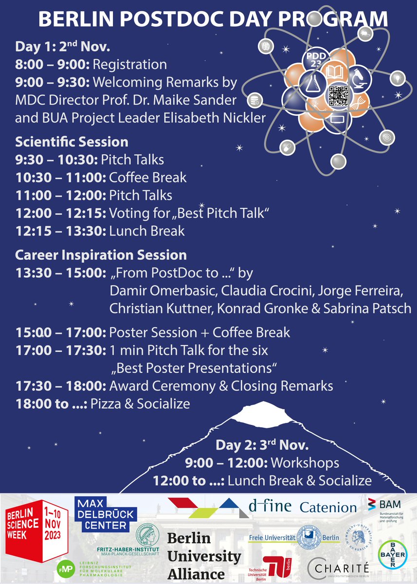 As we put the final touches on our event preparations, make sure to stay in the loop by checking out the full program for #PDD23! 📅🔍 Get all the details here: mdc-berlin.de/postdoc-day#t-… See you there! 🎉