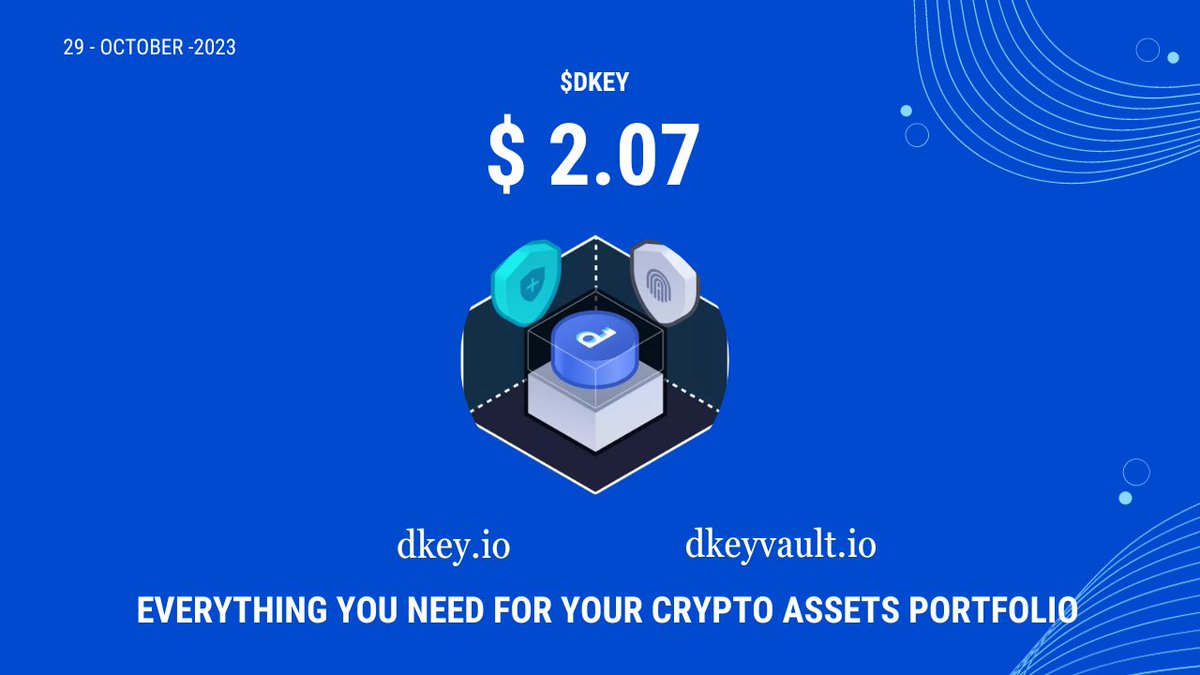 dkey_vault's tweet photo. We're thrilled to announce that the price of DKey has just hit an all-time high of $2.07! 🌟
💡 Stay informed with our latest developments and secure your position in the ever-evolving world of digital currencies.
#DKey #cryptocurrency #investment
https://t.co/9iR7FA3khq https://t.co/fHDSFOiWJE