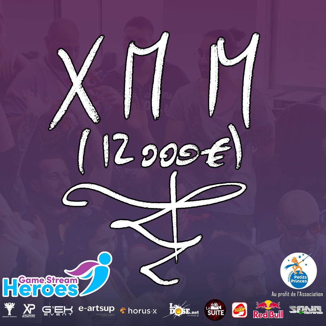 12000, une douzaine de milliers d’euros, tellement de dons pour le support de <a href="/petitsprinces/">AssoPetitsPrinces</a> !
Coeur sur vous !
#gamestreamheroes