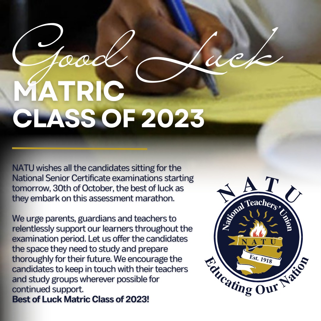 Best of luck Matric Class of 2023!

#EducatingOurNation
#NSC2023
