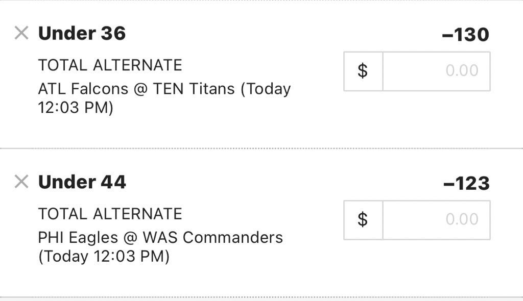 BettingPix's tweet photo. NFL FREE PLAYS 10/29 π¨ππ½
Odds via @DKSportsbook
π ATL / TEN U36 (-130)
π PHI / WAS U44 (-123)
Please drop a like if youβre tailing! π
#GamblingTwitter #PublicPlays #IKP https://t.co/1GDL8ZFnye