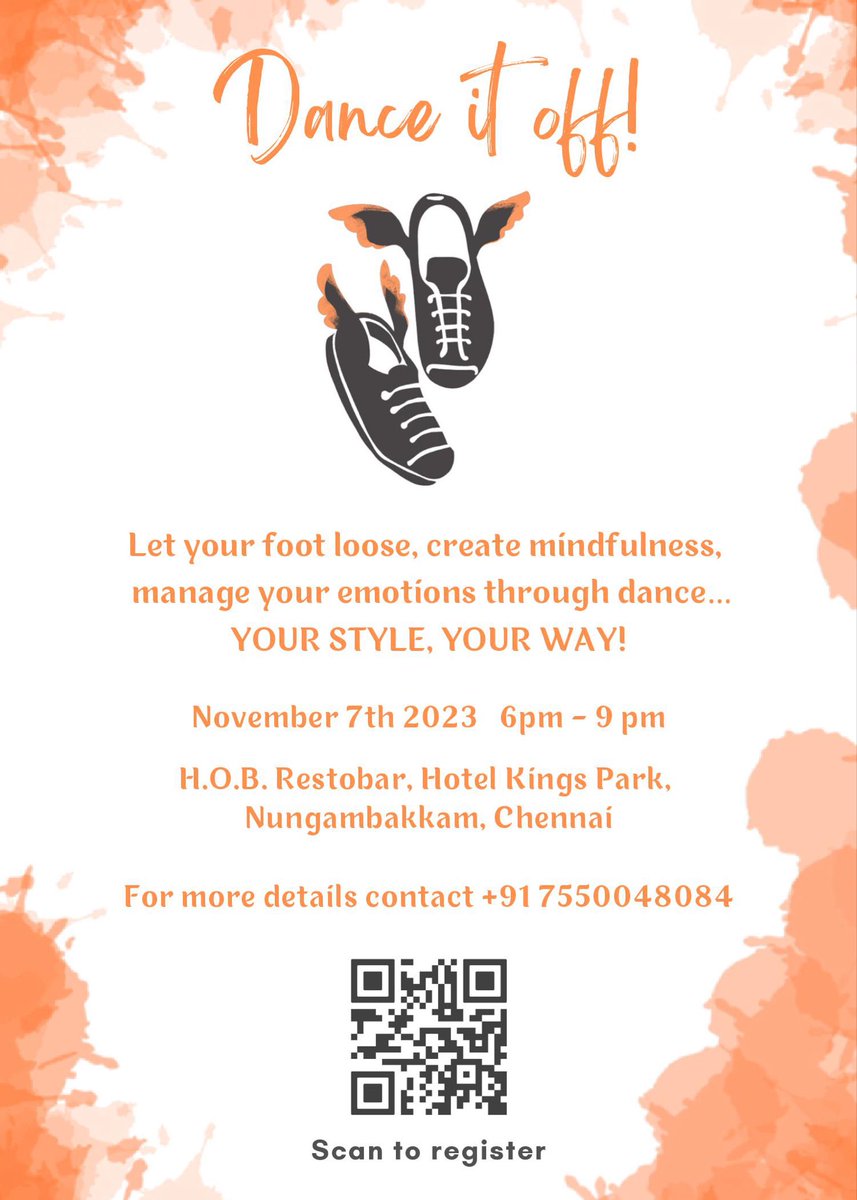 Join me in this one-of-a-kind dance event. Own the floor, free and uninhibited to some soul stirring music. Dance like no one’s watching. Let’s bust some stress while we’re at it! #DanceItOff - November 7th at Kings Park in Chennai. Registration link - docs.google.com/forms/d/1Bs0H-…