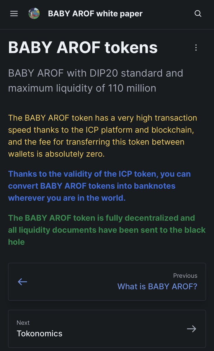 I think most people slept on @icpnft2 Baby Arof tokens
Maximum supply, burness, deflation, proof of payment by banknotes…. Read the white paper for more babyarof.gitbook.io/baby-arof-whit…
#Cryptocurency #dfinity #icp #payment #babyarof #coe