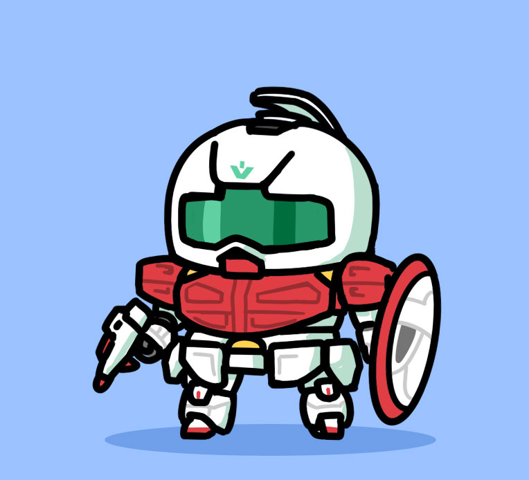 shield robot mecha no humans chibi weapon solo  illustration images