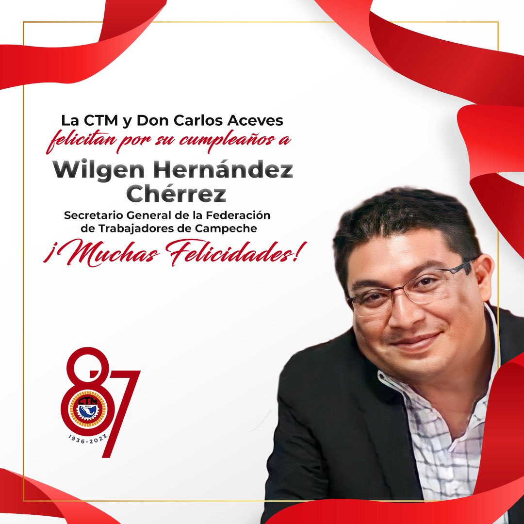 De parte de la familia cetemista y del Comité Nacional, enviamos una felicitación por su cumpleaños al Secretario General de la Federación de Trabajadores de Campeche, Wilgen Hernández Chérrez. 

¡Muchas felicidades!