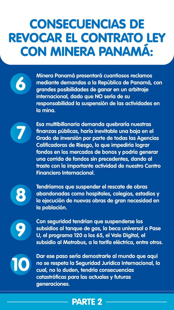 Consecuencias de revocar el contrato con Minera Panamá que lleva 27 AÑOS y hemos mejorado considerablemente!!Estar en contra es un derecho, pero también lo es ESTAR A FAVOR!