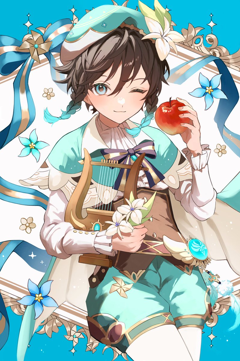 pudding__15's tweet photo. ウェンティ復刻ありがとうございます!!!!🍃🍎
#ウェンティイラストコンテスト
#venti #GenshinImpact https://t.co/rD6eNU1vAp