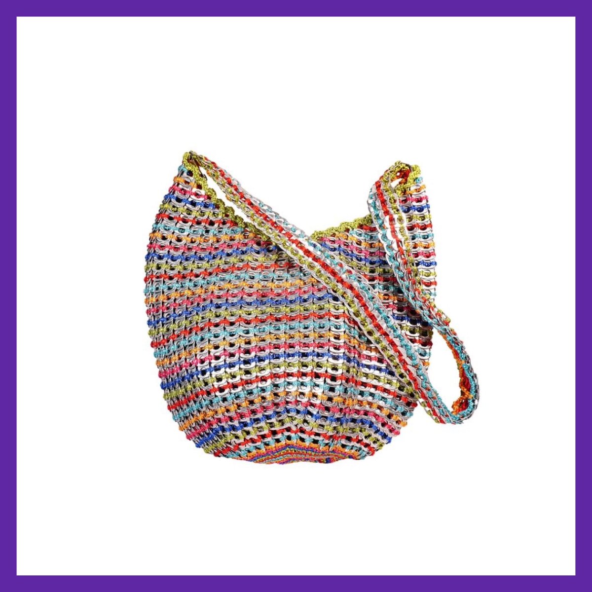 If you are looking for an extra special gift this Christmas our ‘Rainbow Laura Bag’ won’t disappoint.

Beautiful rainbow hand sewn crochet and over 700 ring pulls.

Head to our Purple Product Shop to order p-c-f.org/shop/bags/ring… 

#ringpulls #sustainablefashion #ethicalfashion