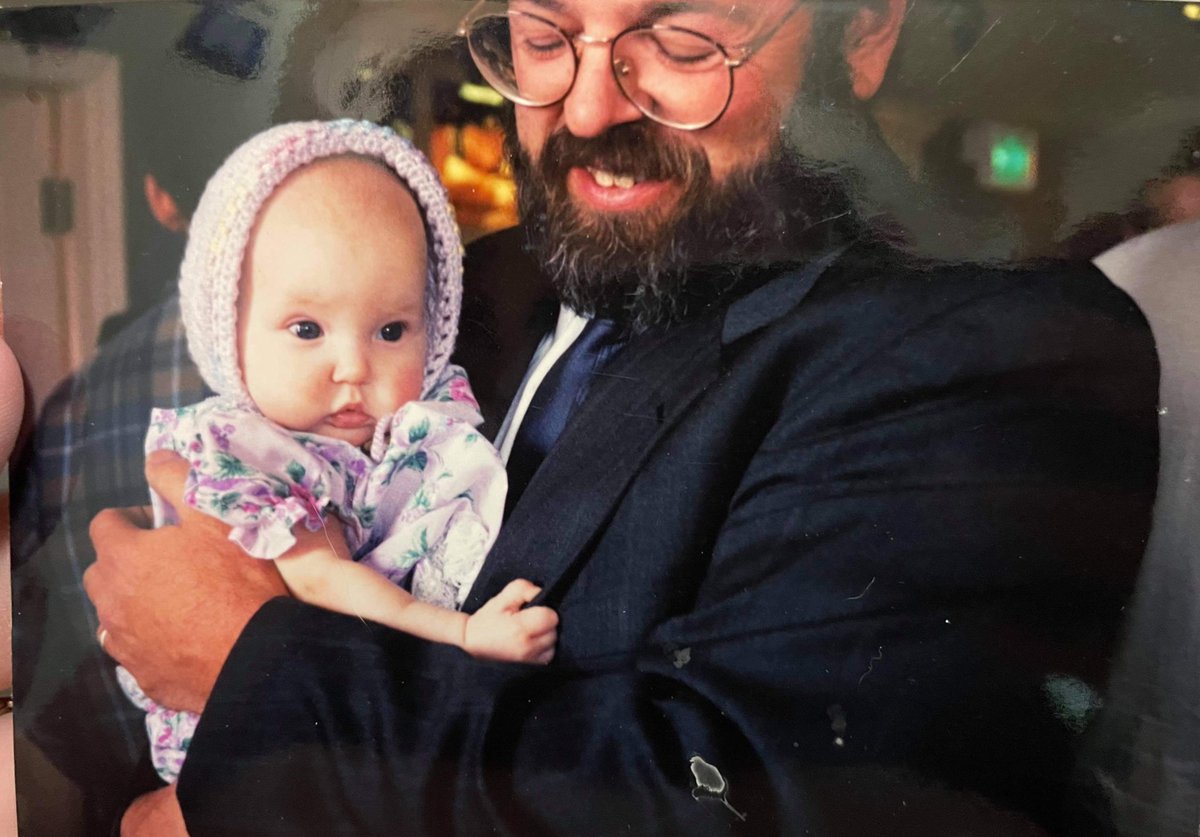 JediMomHeather's tweet photo. Today is my daughter Gabriella’s 26th birthday, but she never even celebrated one. I promise you, I think about her every day ❤️ love this picture of my dad holding her #pregnancyandinfantloss #infantloss #Iam1in4 https://t.co/NL83xvP8Ip