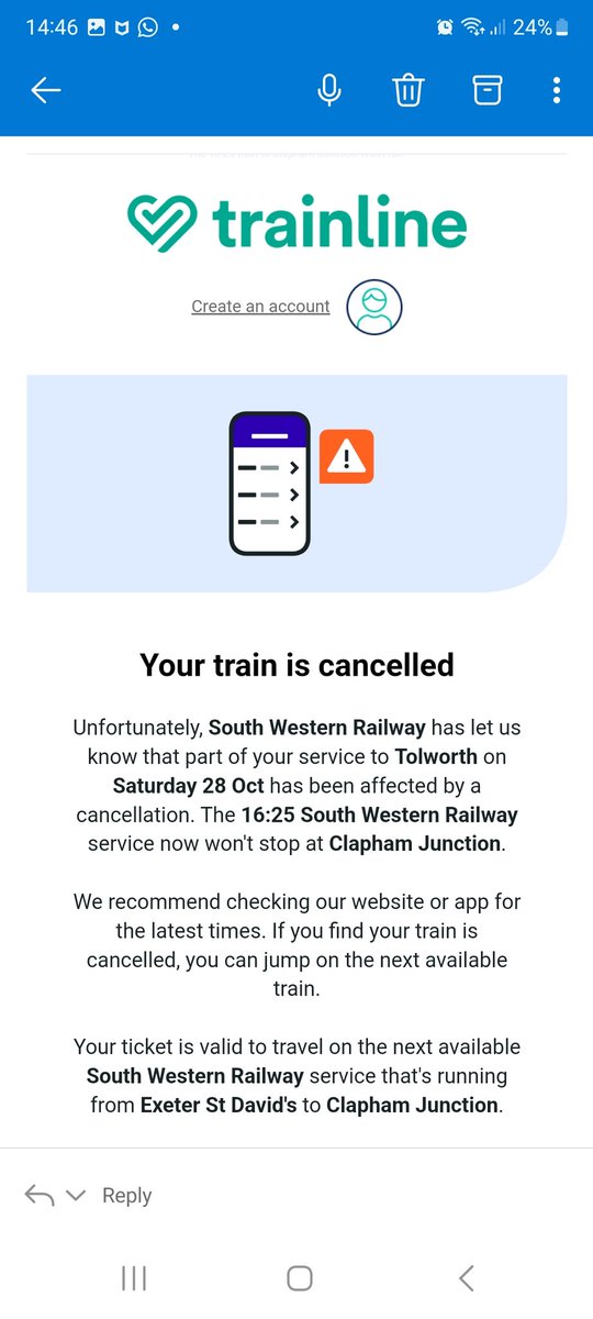 @thetrainline I need to make a claim for a cancelled train as I boarded at Exeter but journey was cancelled at Axminster and I had to return back to Exeter as no trains from Axminster to London due to flooding Please help me to claim a full refund for my ticket.
