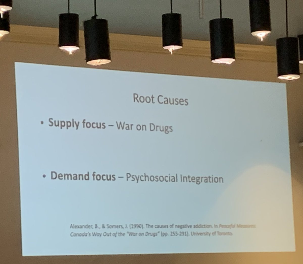 dervishgirl1's tweet photo. @somerspsych says most of our public policies around drug & addictions have traditionally focused on the supply side, whereas the literature shows that psychosocial interventions (therapeutic communities, social re-integration etc) produce better and longer lasting recovery #FSIM https://t.co/7gcVcr43Nx