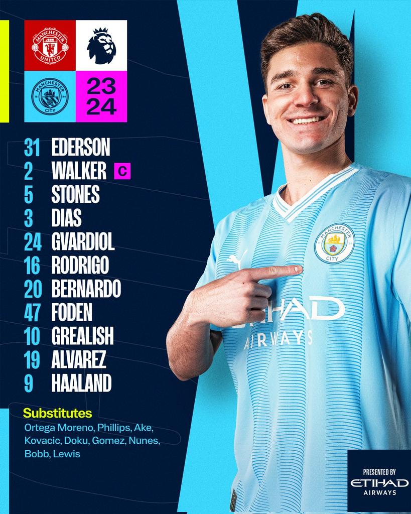 Maguire leads from the back for Man Utd again, Pep unleashes Haaland & Alvarez & Onana features in his first Manchester derby. 

Doku benched.

3K each for 5 CORRECT ANSWERS - Randon winners & entries end at HT. 

Reply with #PoojaAndTheFans