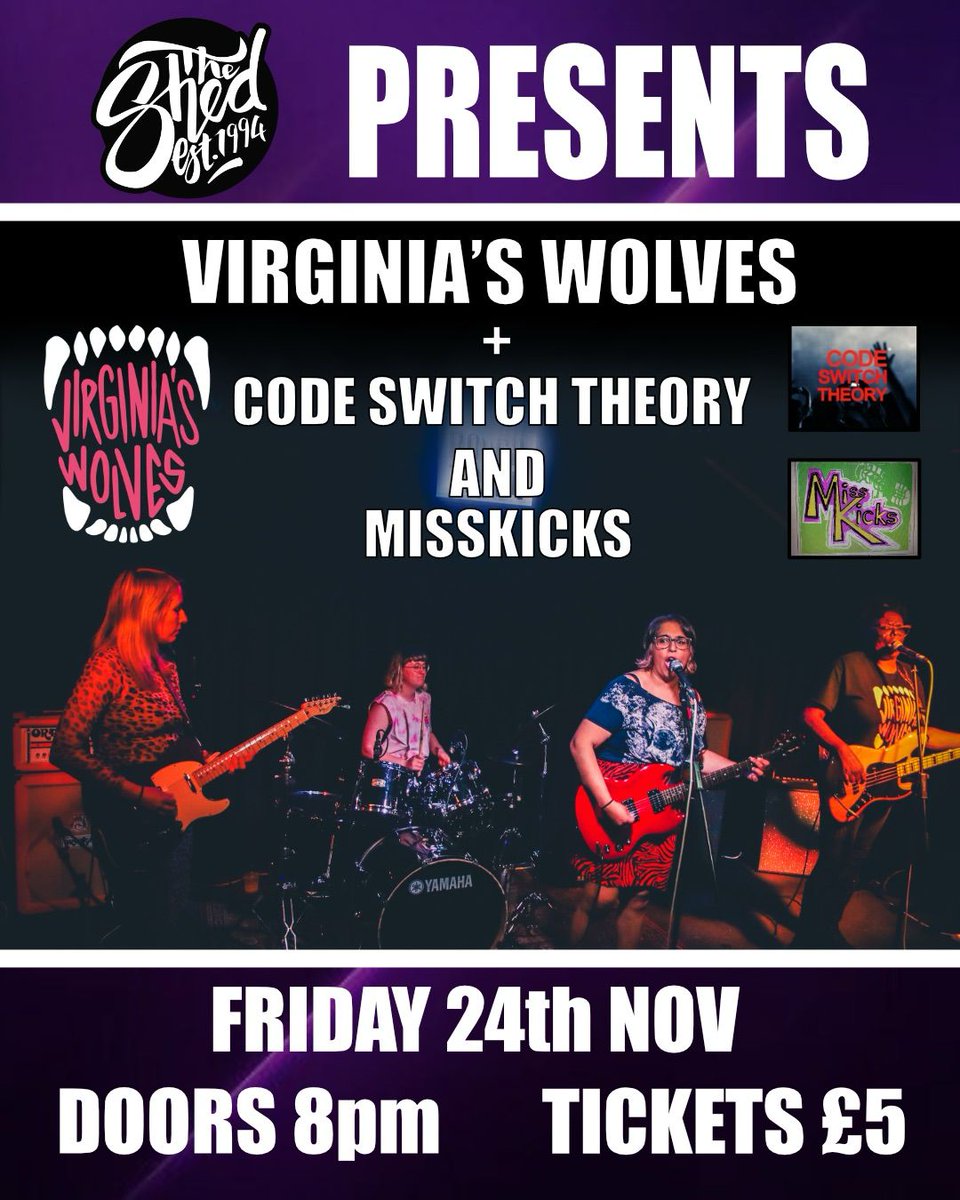 We are excited to announce this gig @getintheshed94 with our friends @cswitchtheory and MissKicks. It will be our last gig of 2023 and a chance to hear a couple of new songs too! Tickets on the linktree in bio #leicester #leicestergigs #musicinleicester