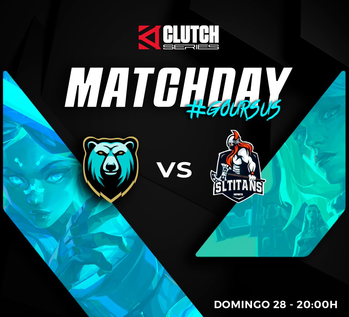 UrsusGaming_'s tweet image. MATCH DAY | #VALORANT

🏆#ClutchSeries @TormentaVALes
 
⏰20:00h
🆚@SLTitansEsports
📺twitch/ursusgamingtv
🎙️@ErBisagra / @BerjanoLOL 

Necesitamos ganar hoy para meternos en Playoffs, vamos con todo!🔥

🔫@Sleydark
🔫@JambomaanN
🔫@Markituss13
🔫@mech025
🔫@Levi_XDD

📊@Hiitssu…