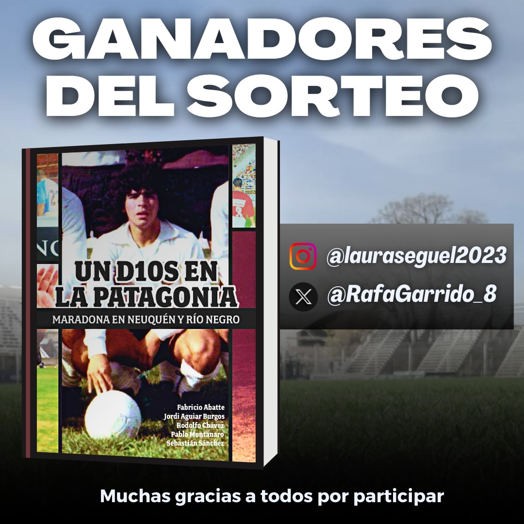 GANADORES DEL SORTEO DE DOS EJEMPLARES DEL LIBRO <a href="/d10senpatagonia/">D10S EN LA PATAGONIA</a> 
Felicitaciones a los ganadores @lauraseguel2023 y <a href="/RafaGarrido_8/">Rafa</a> 
Agradecemos a todos los que participaron!!!