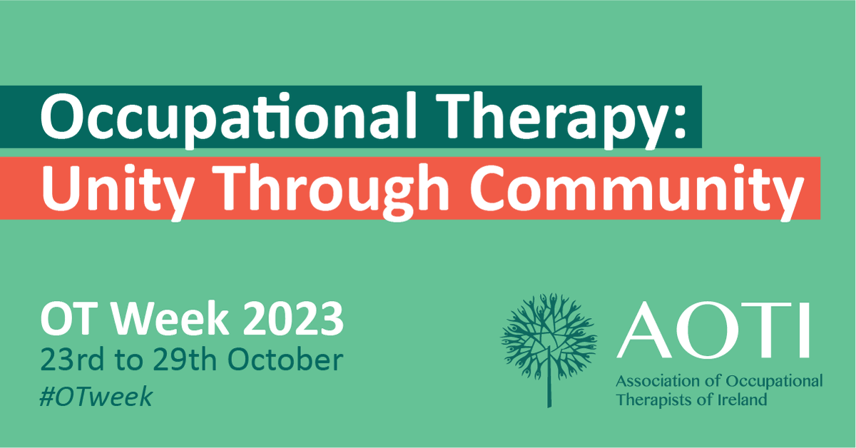 Association of Occupational Therapists of Ireland (@aotinews) on Twitter photo Today is the final day of a very successful #OTweek 2023. We have enjoyed hearing from so many people about how their role as an OT brings them #UnityThroughCommunity. Email your stories and photos of how you celebrated to communications@aoti.ie for our Newsletter. Thank you! Today is the final day of a very successful #OTweek 2023. We have enjoyed hearing from so many people about how their role as an OT brings them #UnityThroughCommunity. Email your stories and photos of how you celebrated to communications@aoti.ie for our Newsletter. Thank you!