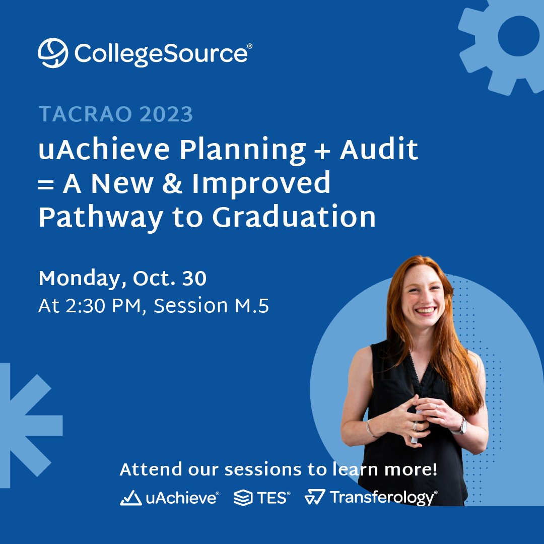 Join us at our session at #TACRAO 2023, where we present the evolution of student #degreeplanning with the launch of our upgraded uAchieve 5.0! This academic planning system helps students graduate on time and provides a guided path toward their success. See you there!