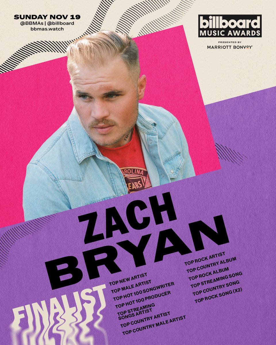 .@zachbryanL is among top finalists at the 2023 Billboard Music Awards, up for 13 awards with 14 entries. 🙌 He's a first-time finalist this year. Full #BBMAs list: blbrd.cm/0DrPVti