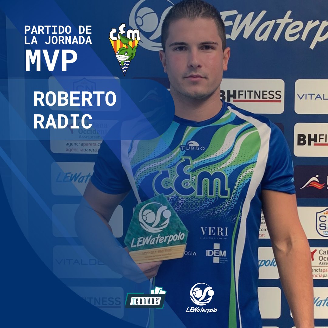 LEWaterpolo's tweet photo. 💪 ¡Presentamos al #MVPiCromos del Partido de la Jornada 6 de la DHM!
Se trata del jugador Roberto Radic, del @CEMediterrani, con 4 goles en el enfrentamiento del sábado 28 de octubre contra el @cnsf_info.
Desliza para las declaraciones de Roberto Radic 💬: “Voy partido a partido y damos lo mejor posible”.
¡Enhorabuena por tan magnífica actuación!
@Icromosl
#DHMJornada6 #DHMPartidodelaJornada #LEWaterpolo #MVPiCromos #Waterpolo #DHM