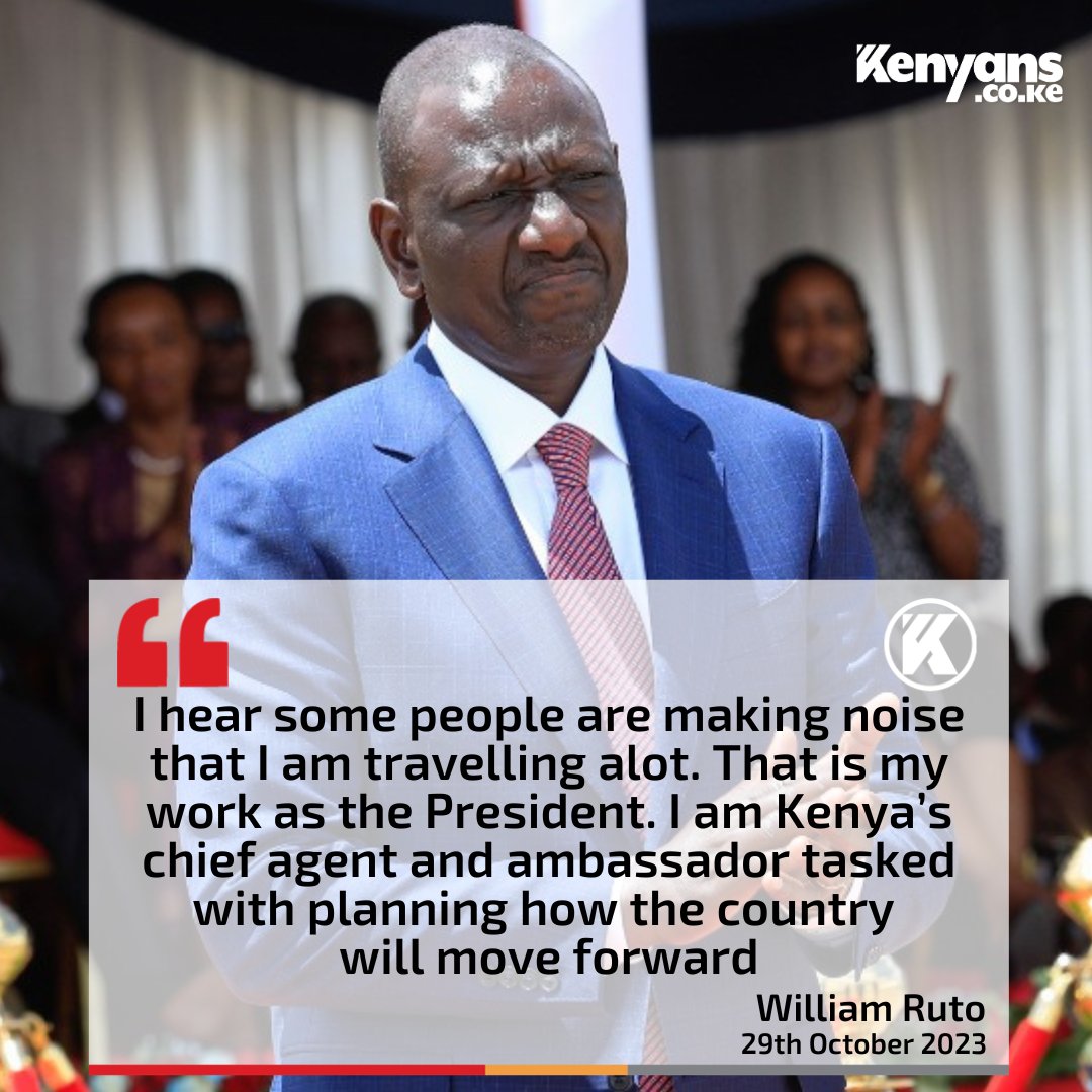 EAukot's tweet photo. Dear our President @WilliamsRuto,
1. Some people or Kenyans are not "making noise." They're concerned over your constant absenteeism from the country at their cost;
2. As a president, your "work" is not constantly traveling abroad. You're employed to work in Kenya. Not abroad;
3. Constantly being out of the country can never help you plan "how the country will move forward." I think you should try visiting the 47 counties to see how development projects are doing. That's what will help Kenya move forward. 
Just some unsolicitated advice!