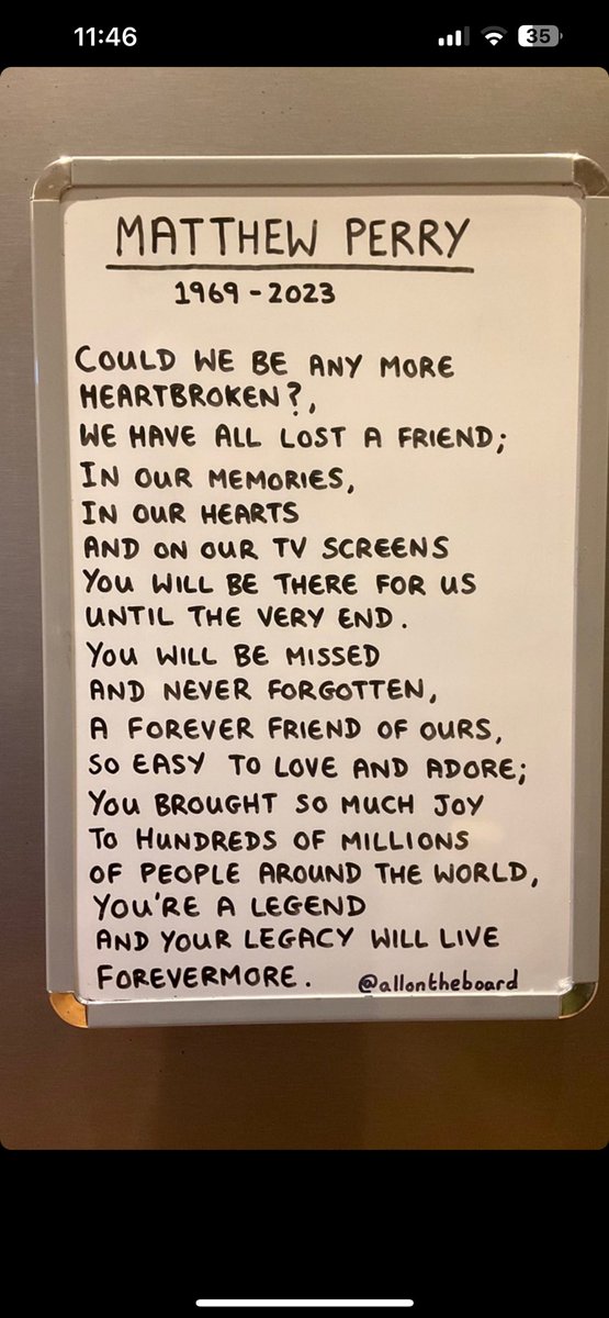 _emilybelll's tweet photo. A sad day for the world today 🕊️💔 rest in perfect peace Mr Bing 🕊️✨ #matthewperry #ChandlerBing https://t.co/GEaVKgb0Ky