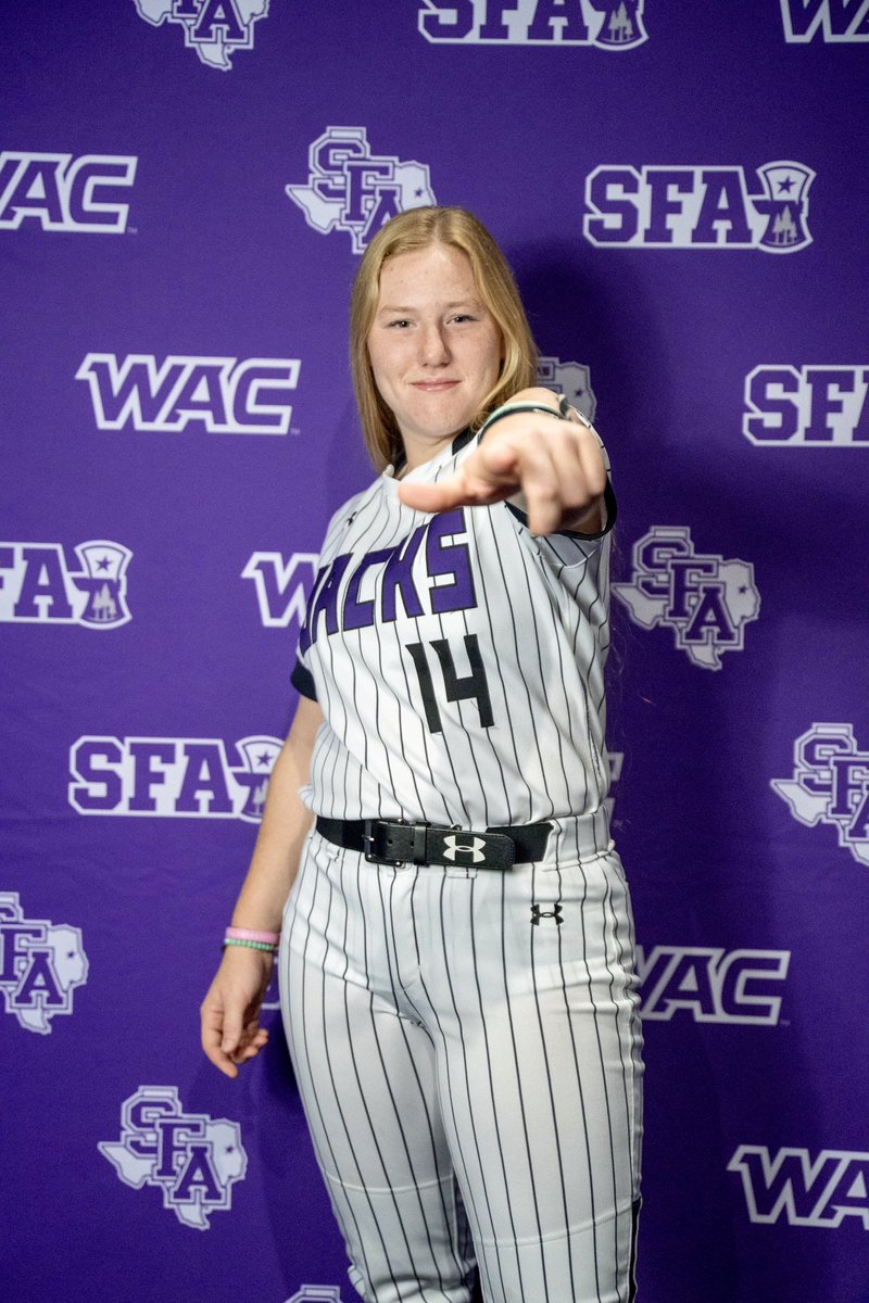 I’m excited to announce my commitment to Stephen F. Austin University! 🪓💜 🤍 #AxeEm #RaiseTheAxe @AxeEmJackson @CoachJaegersSFA @kassie_james @klaus0010 @alansned @sifastpitch @HCYASoftball @sfa_softball