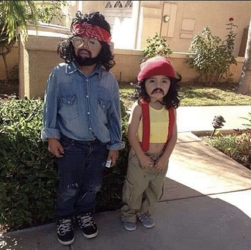 Probstcw's tweet photo. @CheechMarin and @tommychong  costume … don’t know who they are, but they win Halloween! https://t.co/H7zdVz7byK