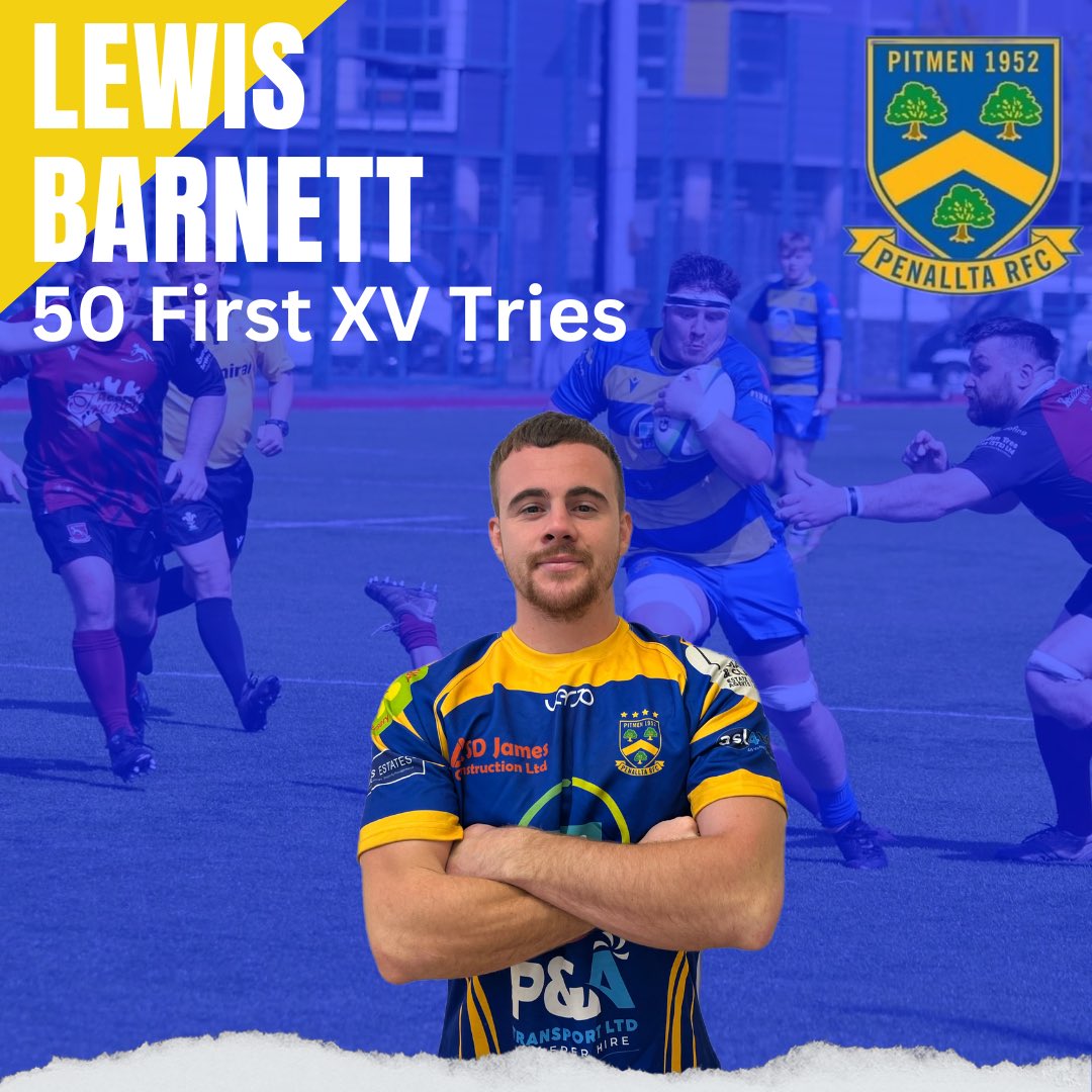 Congratulations to centre Lewis Barnett on bagging his 50th first xv try yesterday against Cardiff Met 💙💛 #uppapitmen #welshrugby #rugbyunion #rugby #rugbyclub