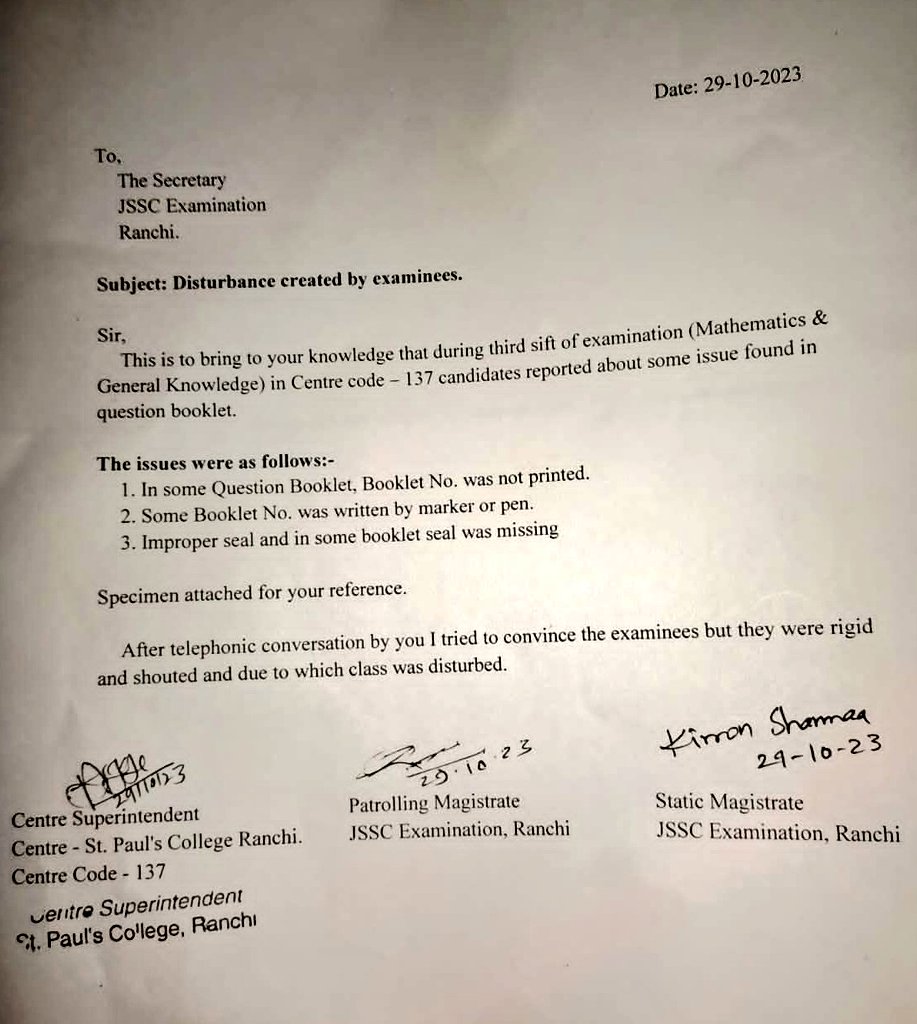 amarbauri's tweet photo. झारखंड की नौकरियां बेचने नहीं देंगे !

युवा विरोधी "लूट और झूठ" की झारखंड सरकार का संगठित कुकृत्य एक बार पुन: आया सामने !

नगर पालिका परीक्षा में बड़ी गड़बड़ी की सूचना है, छात्रों का कहना है कि "कई केंद्रों पर सील टूटे पेपर मिले"।

अब जिम्मेदारी जे.एस.एस.सी की है कि वह कैसे छात्रों की शंका का निवारण करता है। अगर मन में खोट नहीं है तो झारखण्ड सरकार मेजिस्ट्रेट स्तर पर मामले की निष्पक्ष जांच कराए और अगर भ्रष्टाचार हुआ है तो दोषियों पर कड़ी कार्यवाही सुनिश्चित कर, परीक्षा रद्�� करे।

डर इस बात का है कि नए काला कानून "झारखंड प्रतियोगी परीक्षा भर्ती रोकथाम और निवारण विधेयक" के मुताबिक झारखंड सरकार अपने पाप को छुपाने के लिए आवाज उठाने वाले विद्यार्थियों को ही जेल में न डाल दें !

योग्य अभ्यर्थियों की हकमारी बर्दाश्त नहीं की जाएगी !