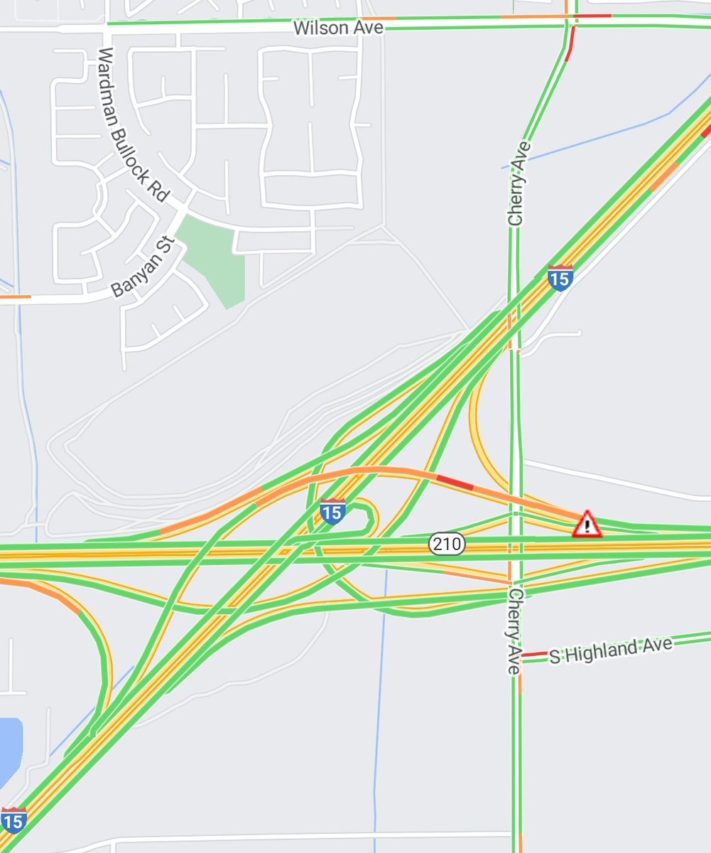 paininthepass's tweet photo. Traffic Alert for Westbound 210 connecter to southbound Interstate 15. Reporting an overturned semi blocked a lane. #PainInThePass #15freeway #I15 #210freeway #Fontana #RanchoCucamonga #GustyWinds #SantaAnaWinds https://t.co/2Vx9k3DpgF