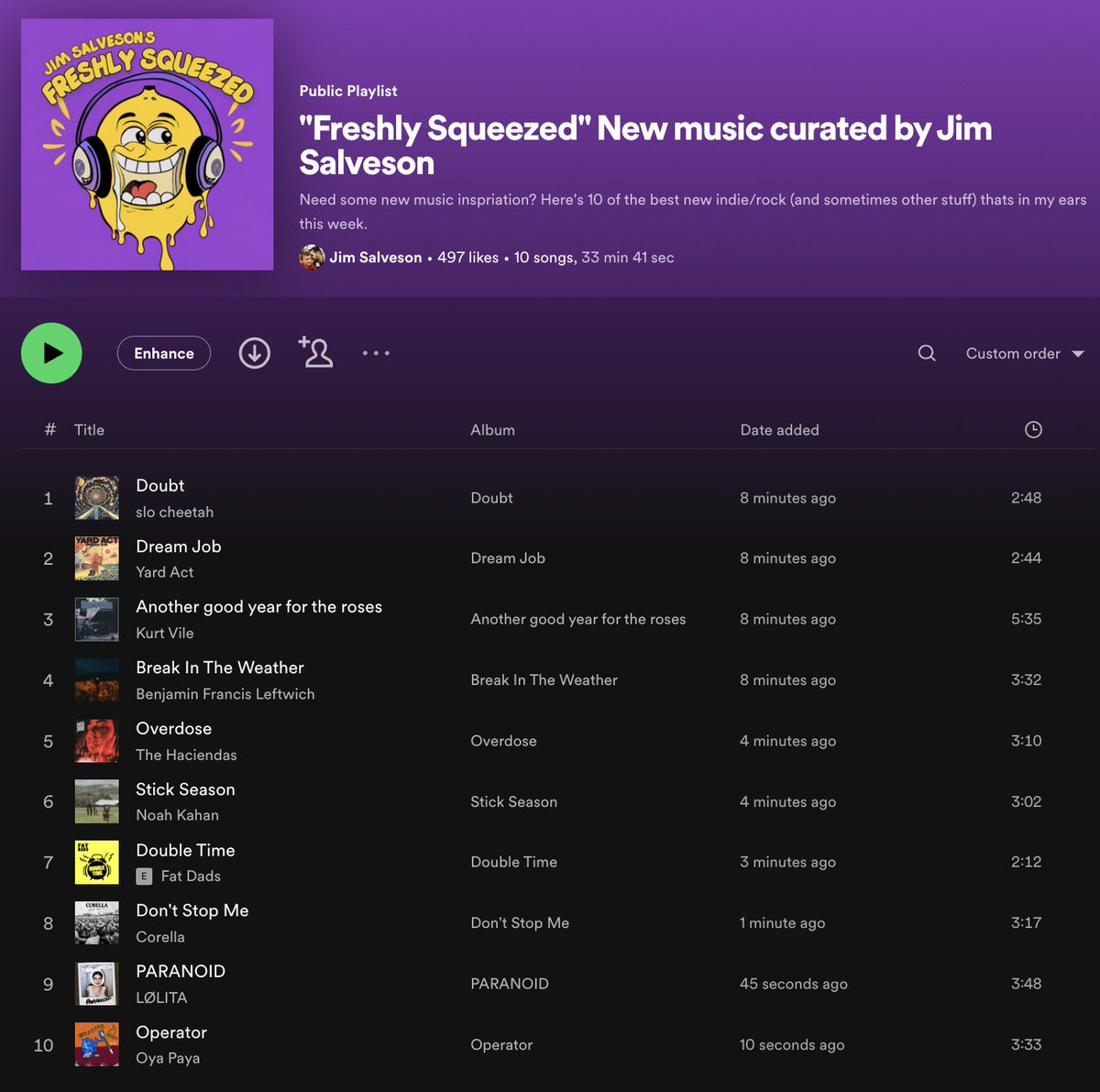 Brand new, new music playlist ready to dispel the Monday gloom.

open.spotify.com/playlist/76Qbr…

Let it listened to and get it followed for a weekly drop of freshly squeezed sounds.