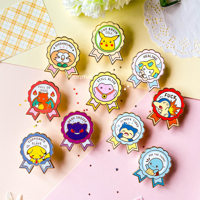 poroful's tweet photo. "i hate life" medal collection just dropped! 🎖️#enamelpins https://t.co/QNcAv5Zpk2